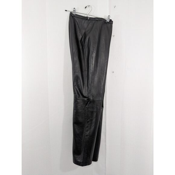 NWOT! CLIFFORD & WILLS! BLACK GENUINE LEATHER HIGH WAIST STRAIGHT PANTS! SZ 12 - Picture 6 of 10